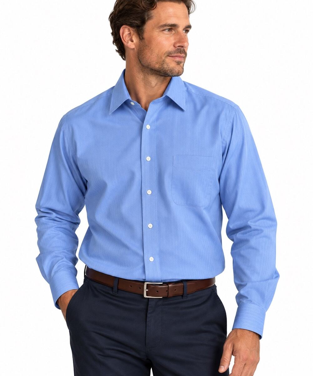 Brooks Brothers 346 Men’s Dress Shirt 18 36/37 Blue Herringbone 100% Cotton